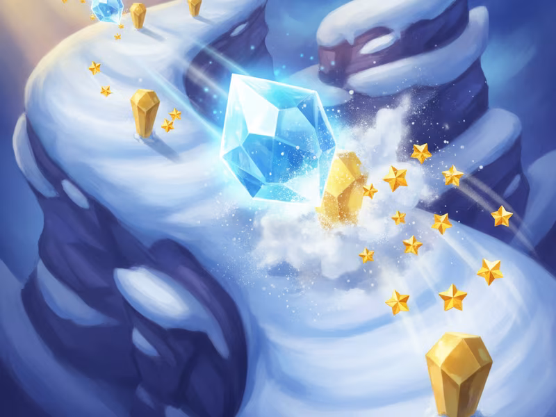Avalanche Drop — crystals cascading down a snowy slope